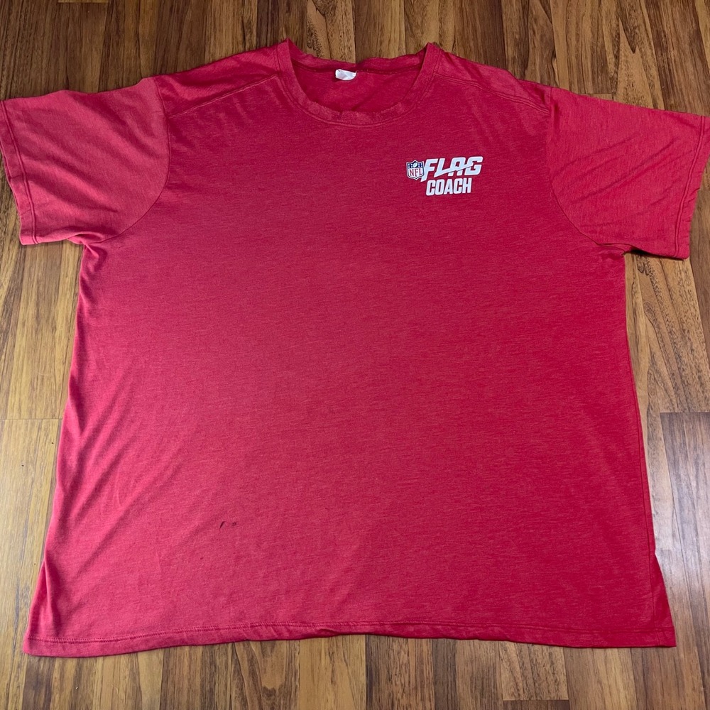 Augusta Sportswear NFL Flag Coach T Shirt Mens 2XL Red Short Sleeve Heathered